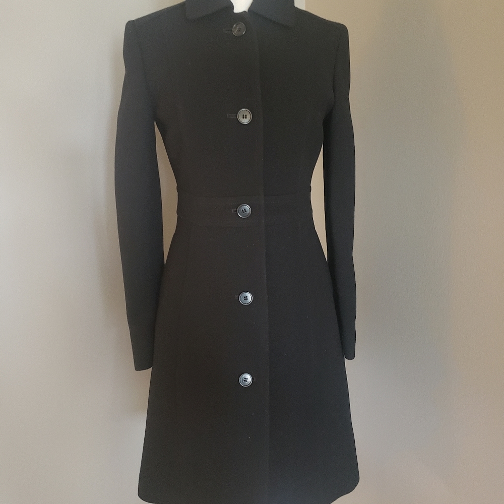 J.Crew Classic Black Lady Day Coat Italian Double Cloth Wool Thinsulate 0 49622 - Picture 5 of 11